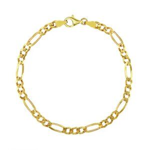 8" Gold Plated Sterling Silver Figaro Chain Bracelet - NEW